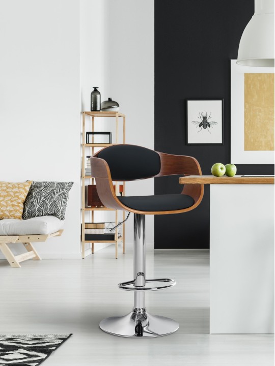 Banqueta alta Kingston C, nogueira/preto