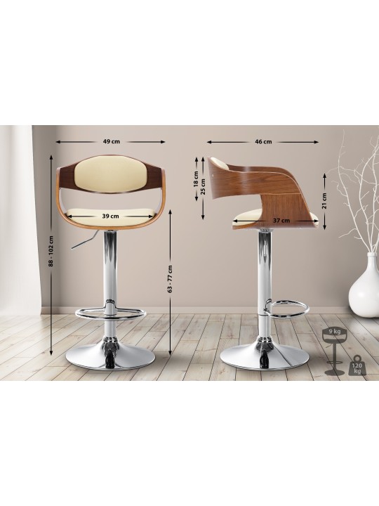 Banqueta alta Kingston C, nogueira/creme