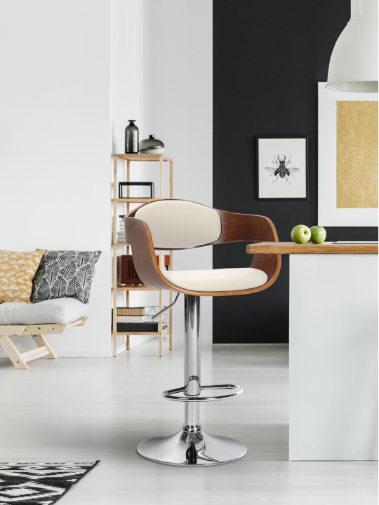 Banqueta alta Kingston C, nogueira/branco