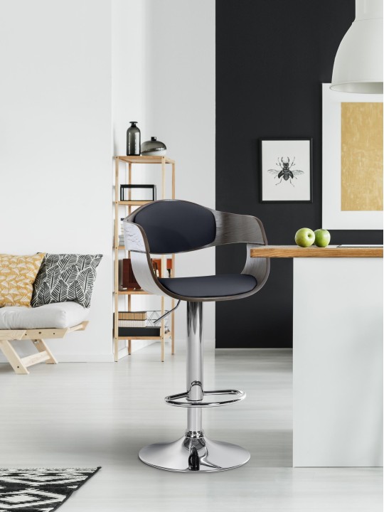 Banqueta alta Kingston C, preto/cinza