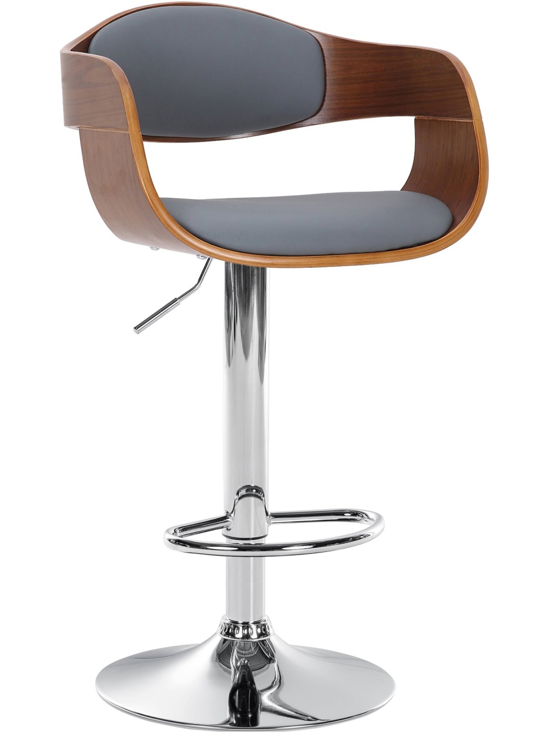 Banqueta alta Kingston C couro sintético, nogueira/cinza