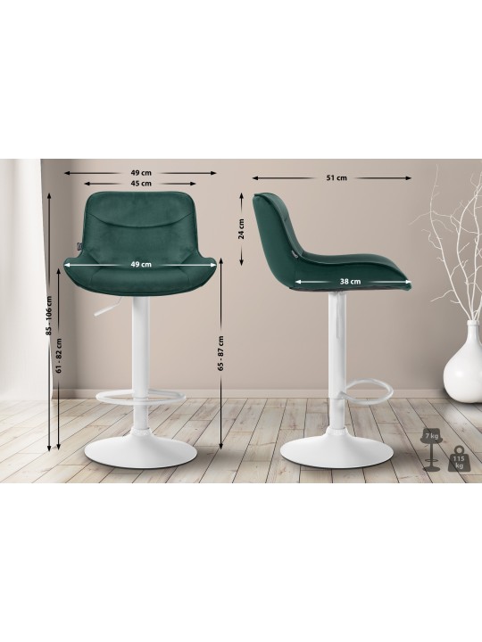 Banqueta alta Vonore veludo, verde