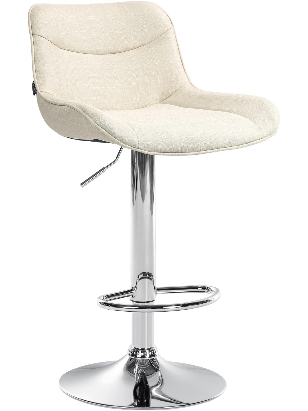 Banqueta alta Vonore tecido cromado, creme