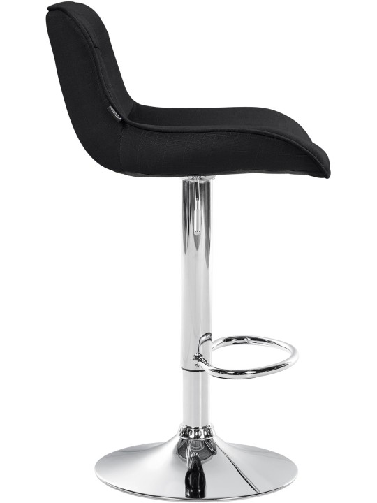 Banqueta alta Vonore tecido cromado, preto