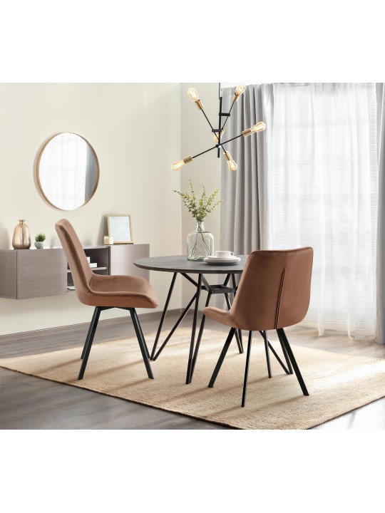 Cadeira de jantar de veludo Lewes, castanho