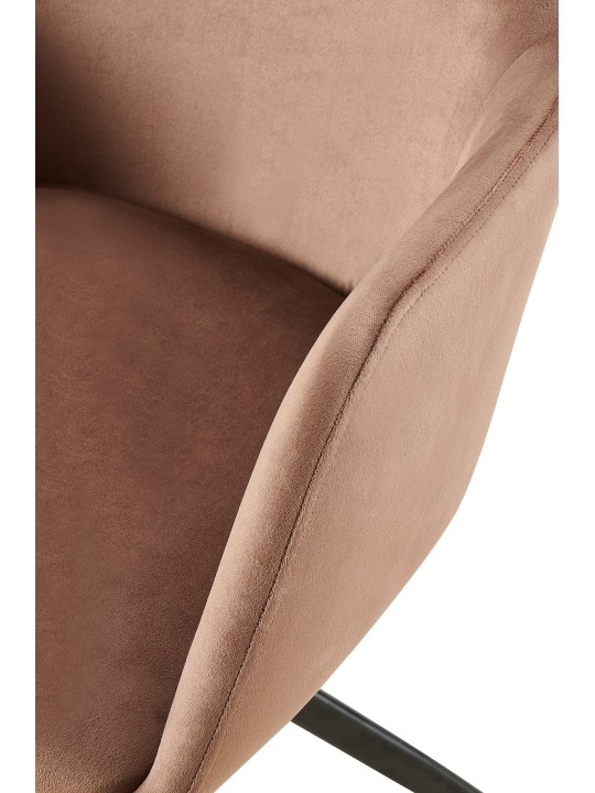 Cadeira de jantar de veludo Olema, castanho