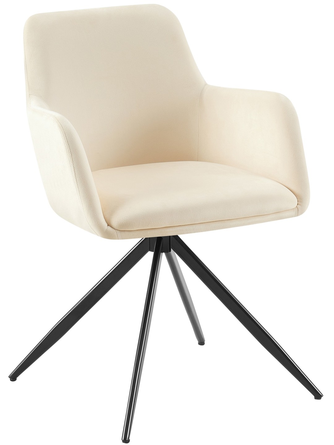 Cadeira de jantar de veludo Olema, creme