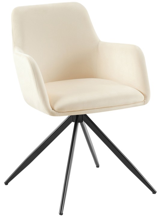 Cadeira de jantar de veludo Olema, creme