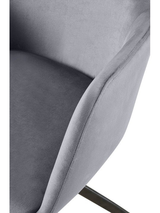 Cadeira de jantar de veludo Olema, cinza escuro