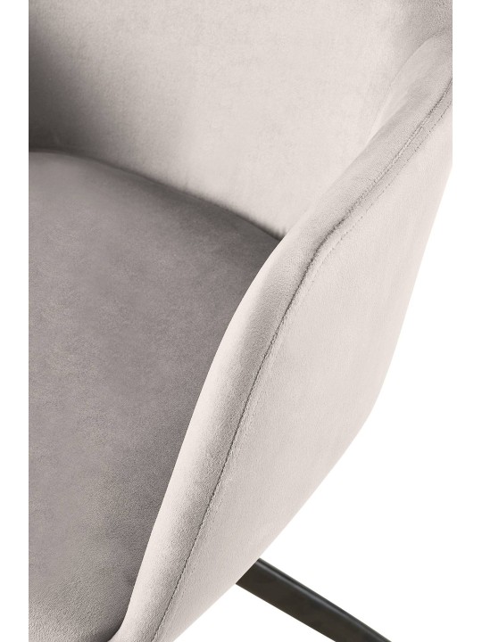 Cadeira de jantar de veludo Olema, cinza