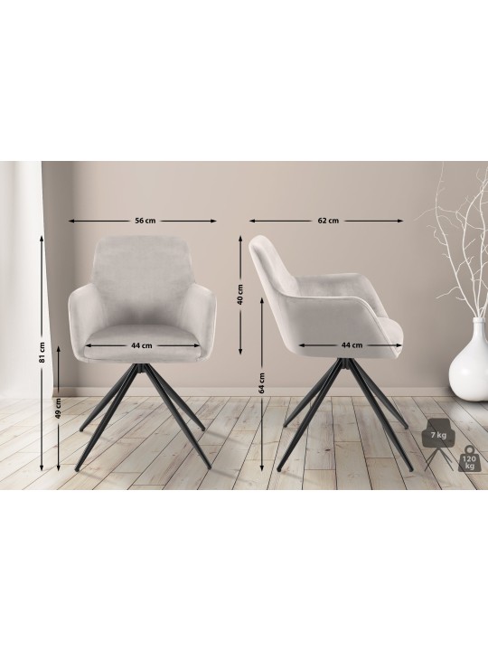 Cadeira de jantar de veludo Olema, cinza