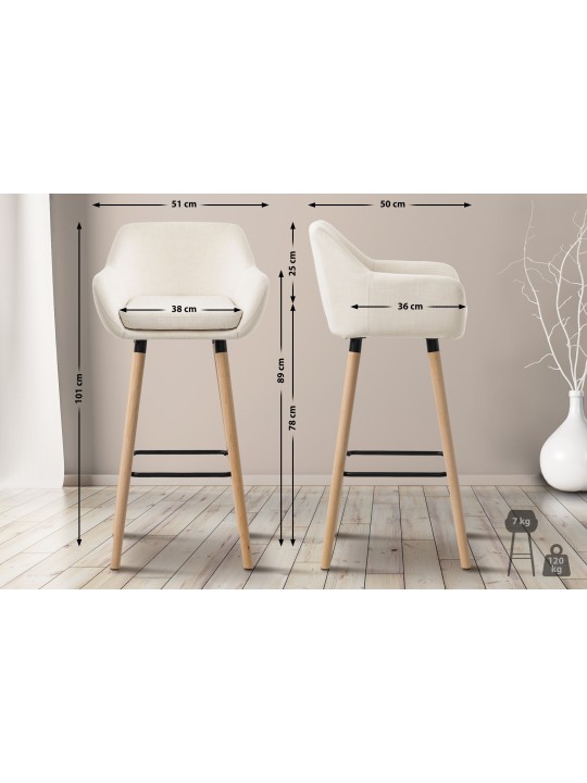 Banco alto tecido Grant, bege