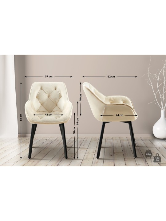 Cadeira da sala de jantar Antigo veludo, creme