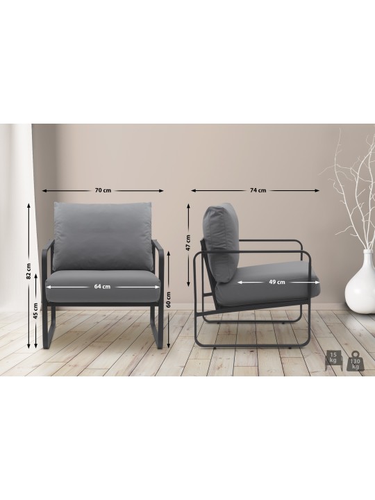 Espreguiçadeira Manea pele sintética, cinza