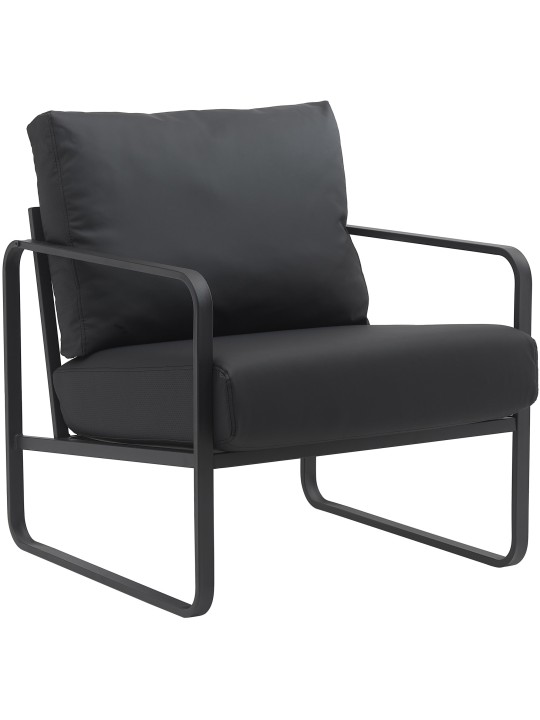 Espreguiçadeira Manea pele sintética, preto