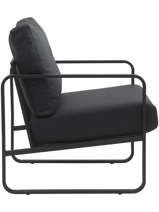 Espreguiçadeira Manea pele sintética, preto