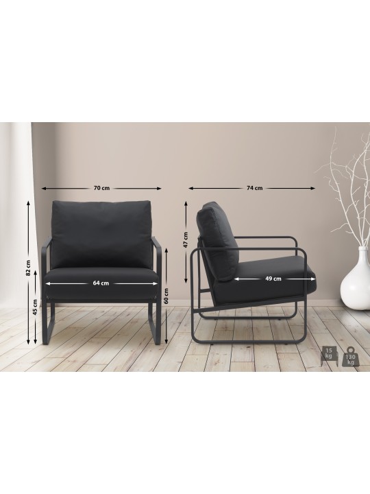 Espreguiçadeira Manea pele sintética, preto