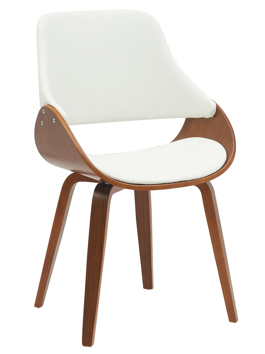 Cadeira da sala de jantar Vangale couro sintético, nogueira/branco