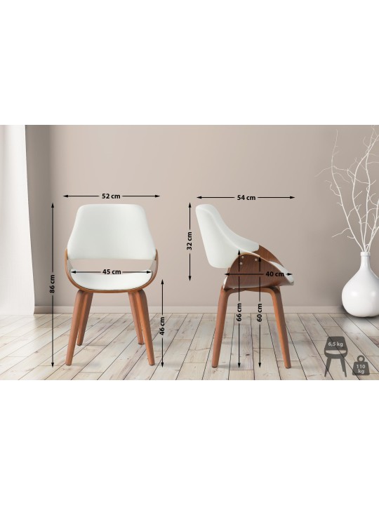 Cadeira da sala de jantar Vangale couro sintético, nogueira/branco