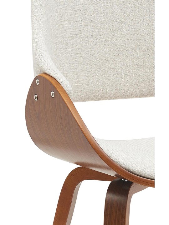 Cadeira de sala de jantar em tecido Vangale, nogueira/creme