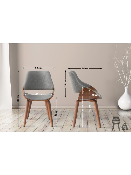 Cadeira de sala de jantar em tecido Vangale, nogueira/cinza escuro