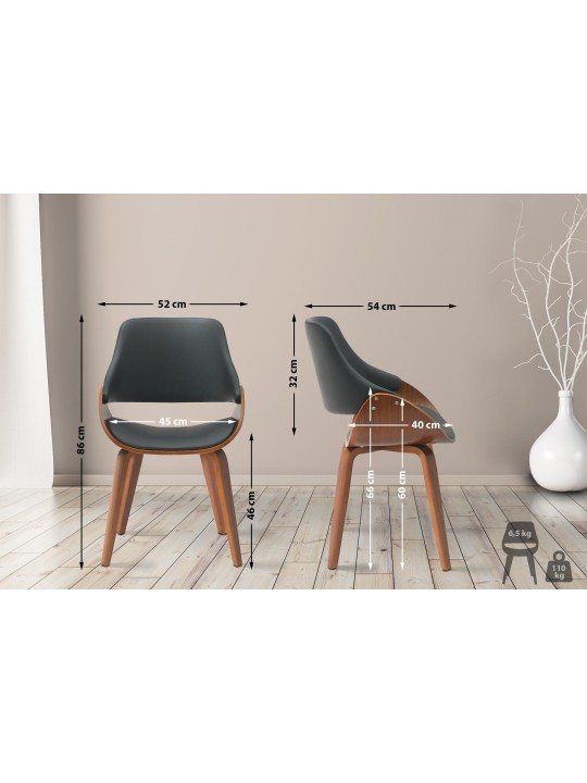 Cadeira da sala de jantar Vangale couro sintético, nogueira/preto