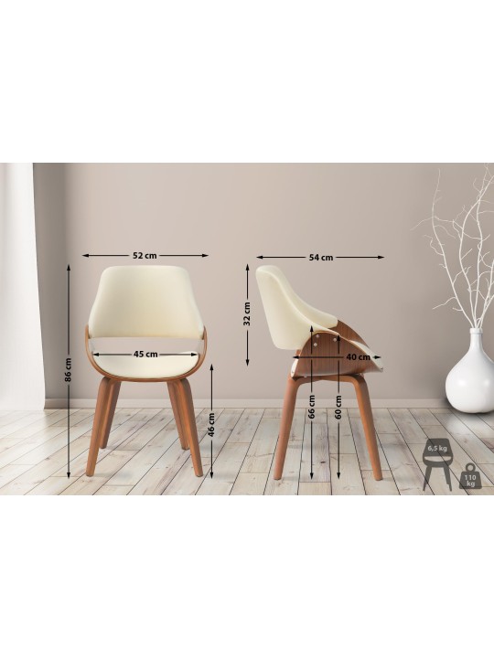 Cadeira da sala de jantar Vangale couro sintético, nogueira/creme