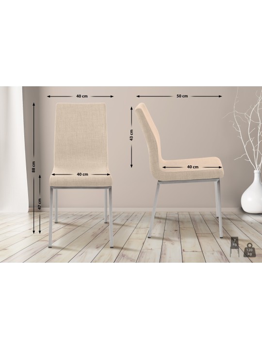 Cadeira de jantar Colmar FABRIC, creme