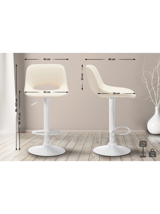 Banqueta alta Camden couro sintético, creme