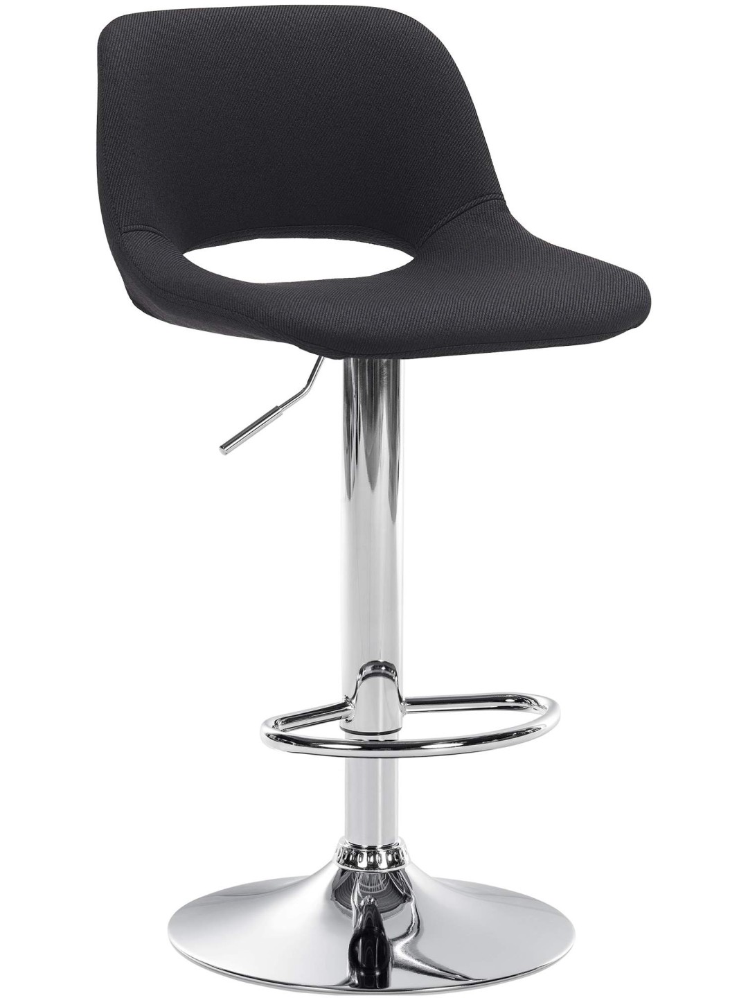 Banqueta alta tecido Camden cromado, preto