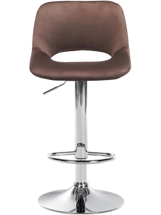 Banqueta alta Camden veludo cromado, castanho
