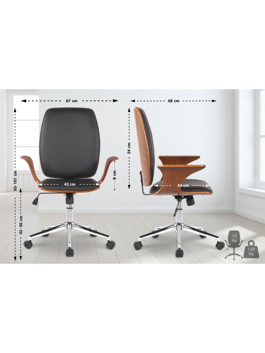 Cadeira de escritório Burbank em couro sintético, nogueira/preto