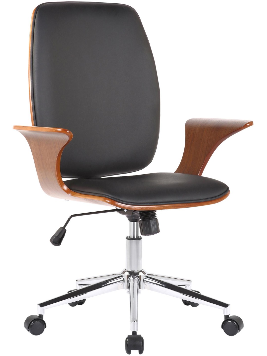 Cadeira de escritório Burbank em couro sintético, nogueira/preto