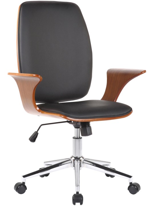 Cadeira de escritório Burbank em couro sintético, nogueira/preto
