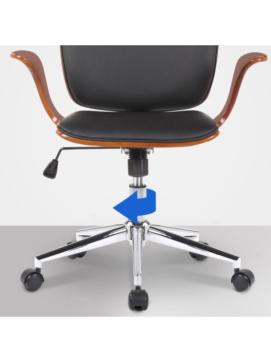 Cadeira de escritório Burbank em couro sintético, nogueira/preto