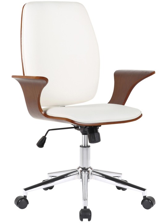 Cadeira de escritório Burbank em couro sintético, nogueira/branco