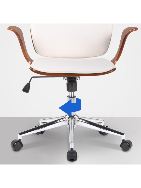 Cadeira de escritório Burbank em couro sintético, nogueira/branco