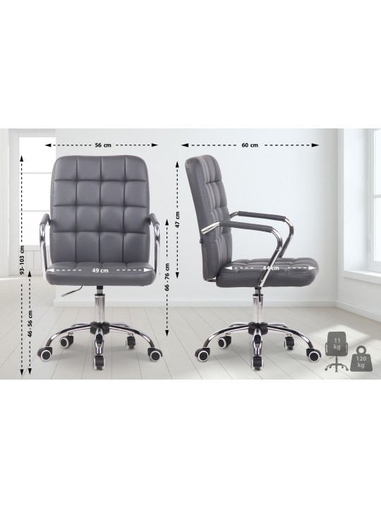 Cadeira de escritório Terni pele sintética, cinza