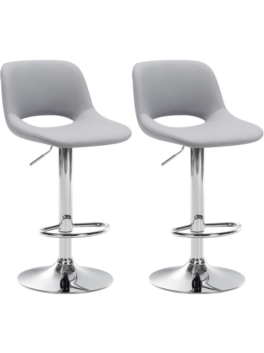 Conjunto de 2 bancos altos Camden em pele sintética cromada, cinza