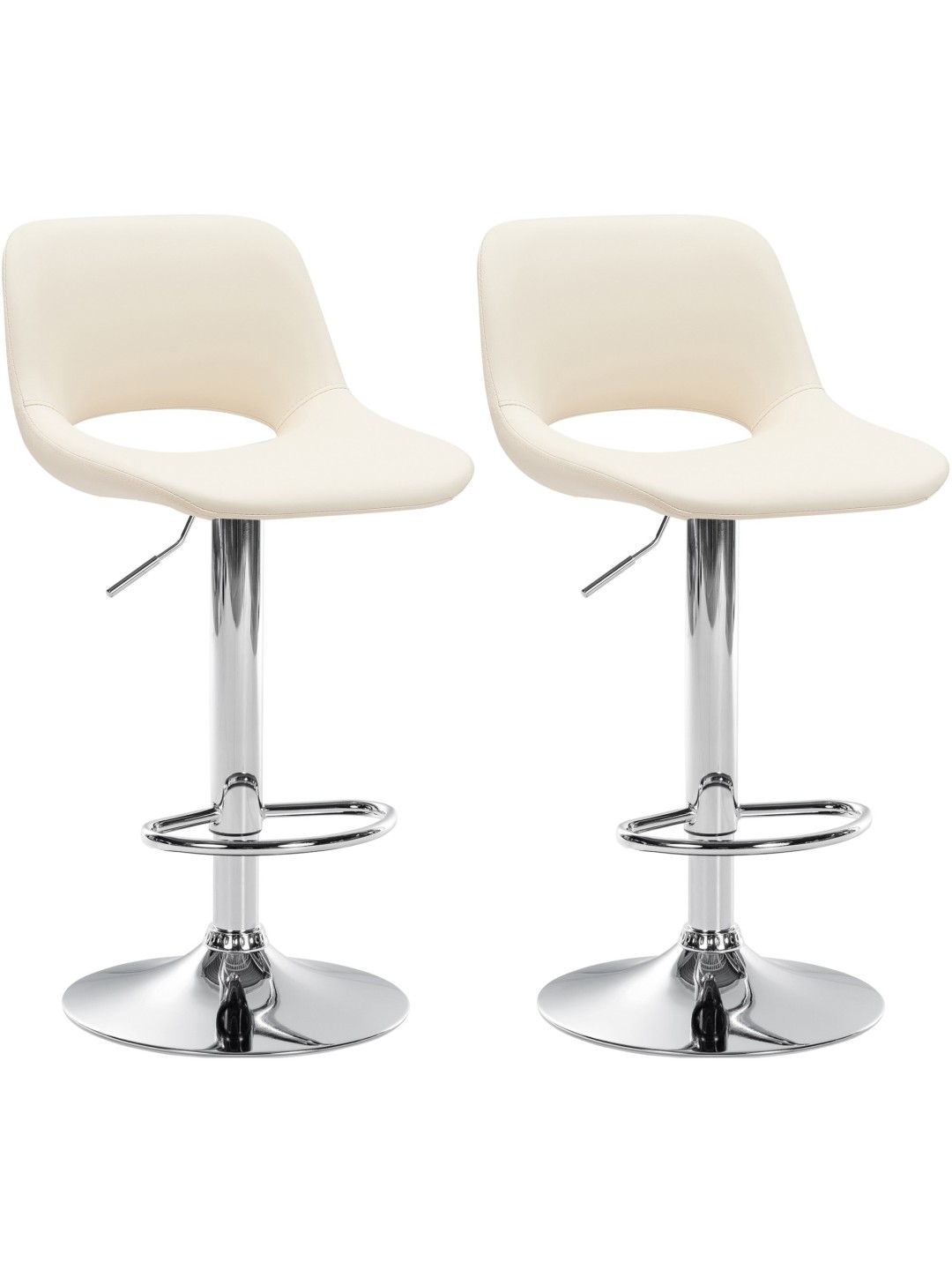 Conjunto de 2 bancos altos Camden em pele sintética cromada, creme