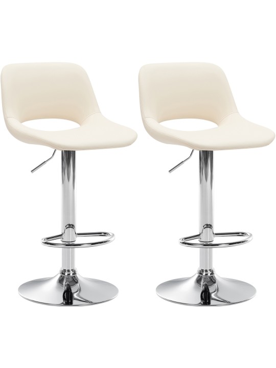 Conjunto de 2 bancos altos Camden em pele sintética cromada, creme Conjunto de 2 bancos altos Camden em pele sintética cromada, creme