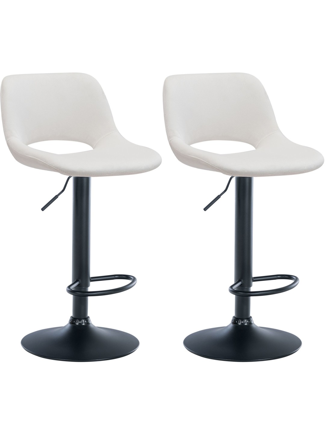 Conjunto de 2 bancos altos em veludo Camden, creme