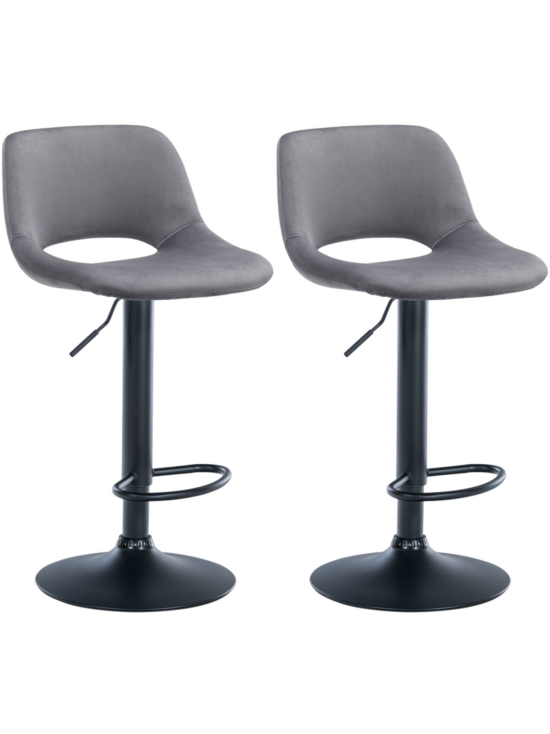 Conjunto de 2 bancos altos em veludo Camden, cinza escuro