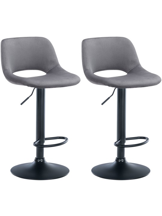 Conjunto de 2 bancos altos em veludo Camden, cinza escuro Conjunto de 2 bancos altos em veludo Camden, cinza escuro
