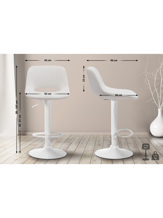 Conjunto de 2 bancos altos em veludo Camden, creme