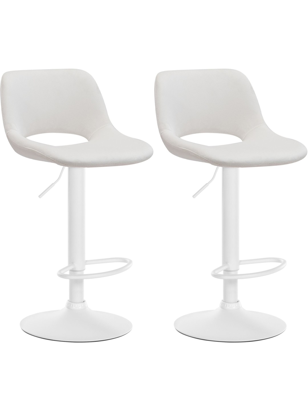 Conjunto de 2 bancos altos em veludo Camden, creme