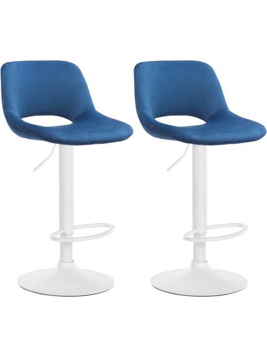 Conjunto de 2 bancos altos em veludo Camden, azul