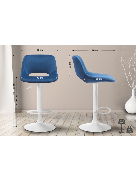 Conjunto de 2 bancos altos em veludo Camden, azul