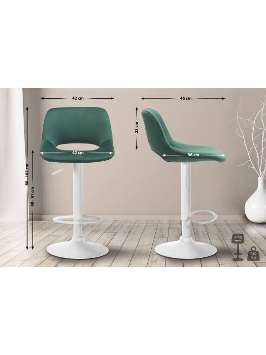 Conjunto de 2 bancos altos em veludo Camden, verde