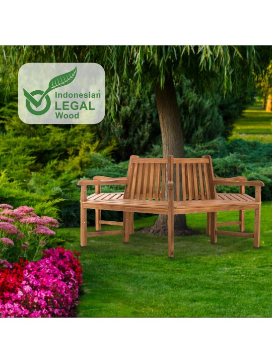 Banco de árvore Sonja com braços 200 cm, teca Banco de árvore Sonja com braços 200 cm, teca